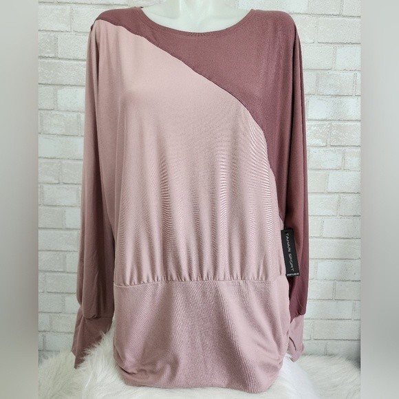 Tahari Sport Tops - TAHARI Sport Women's Long Sleeve Top Shirt Pink Purple Plus Size 2X Cinched NEW